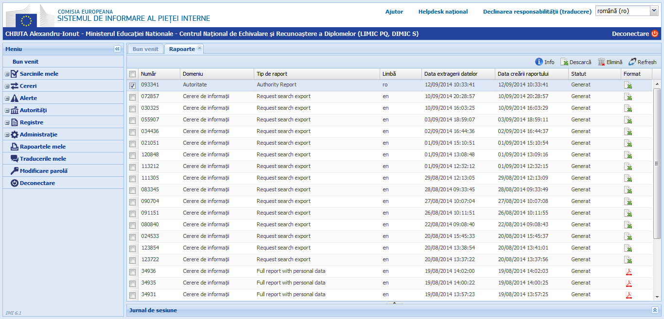 Rapoartele mele - Descarca raportul versiunea 6.1