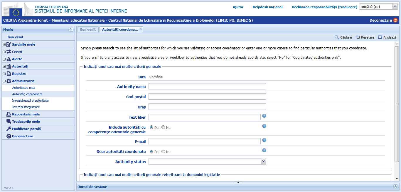 Administraţie - Autorităţi coordonate versiunea 6.1