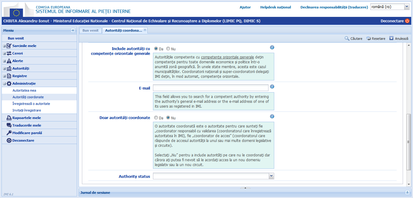 Administraţie - Autorităţi coordonate - cu Info 2 versiunea 6.1
