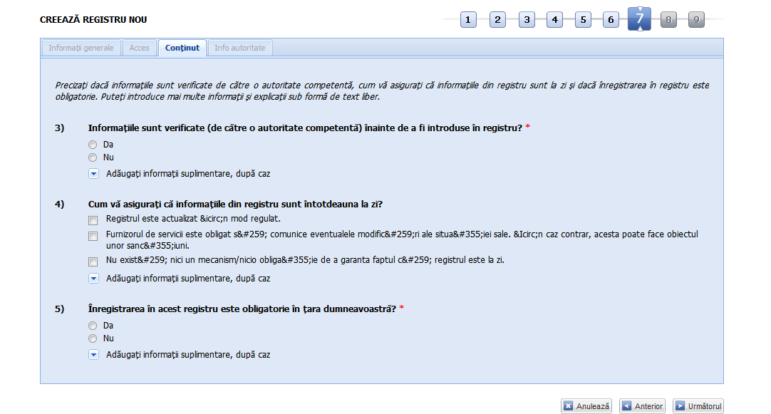 Registre - Adaugă registru - Conţinut 3-4-5 versiunea 6.1