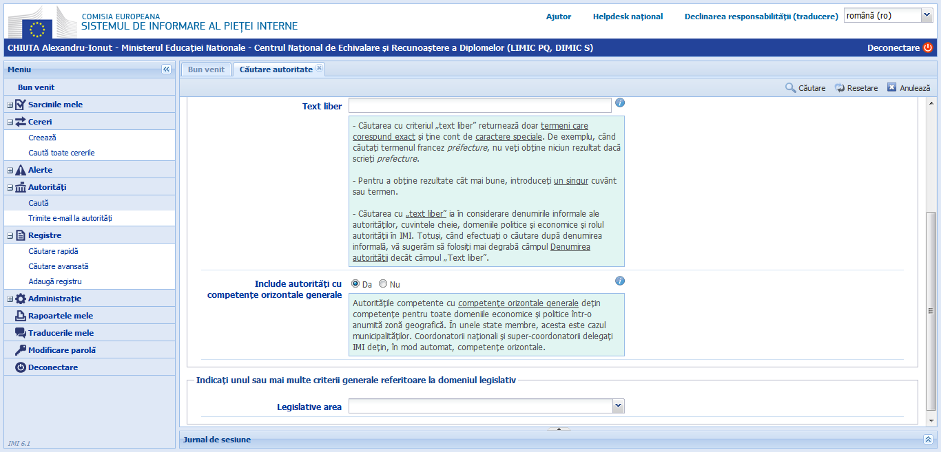Autorităţi - Caută - cu Info versiunea 6.1