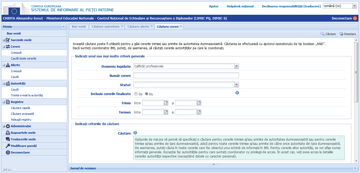 Cereri - Caută toate cererile - cu Info 1 versiunea 6.1