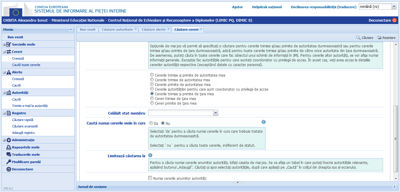 Cereri - Caută toate cererile - cu Info 2 versiunea 6.1