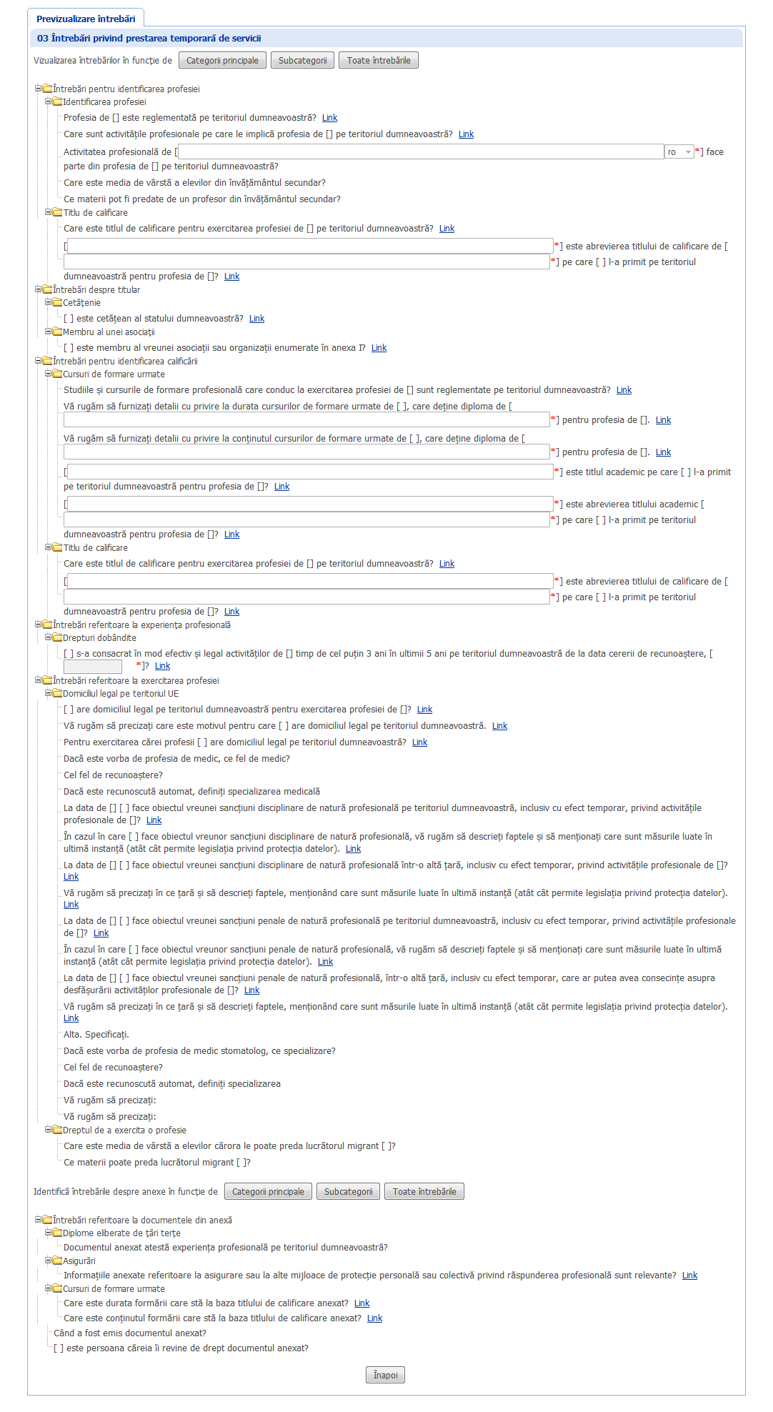 Previzualizare întrebări privind prestarea temporară de servicii versiunea 6.1 Previzualizare întrebări privind prestarea temporară de servicii versiunea 6.1